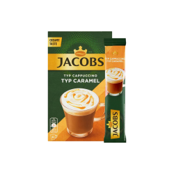 Mix de cafea, Jacobs Cappuccino Caramel, 8 plicuri x 15 g