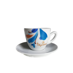 Set ceasca si farfurie pentru Cappuccino, din ceramica, Morra Coffee - 220 ml, 1 buc/set.